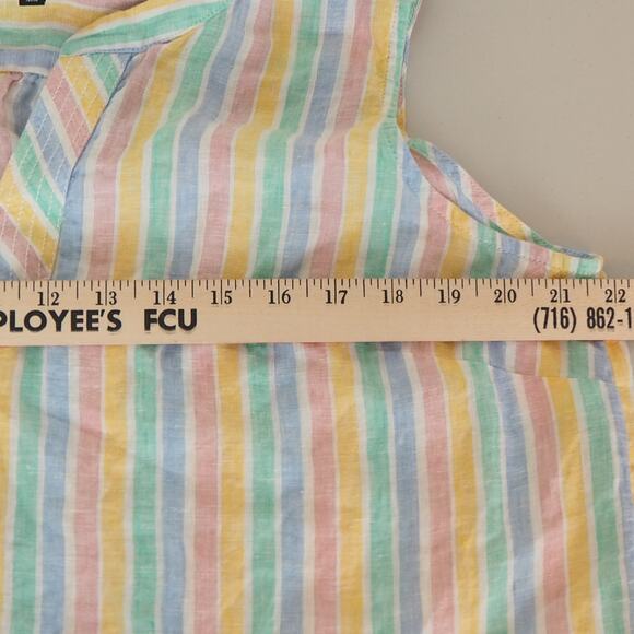Talbots Linen Trapunto Shell Tank Women's XL Plus Stripe Rainbow Colorful Top - Picture 5 of 8